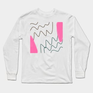 Pink black abstract watercolor art Long Sleeve T-Shirt